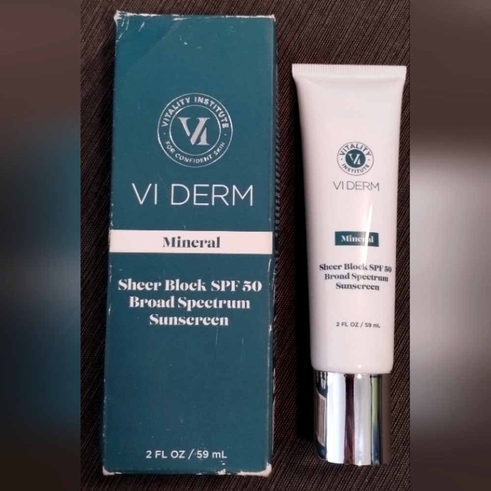 VI DERM MINERAL SHEER BLOCK SPF 50 BROAD SPECTRUM SUNSCREEN, 2 OZ ~ EXP 2/25:…